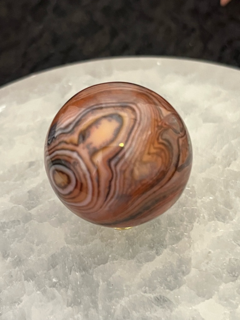 Polished Banded Agate Sphere - Warm Brown & Cream Swirls